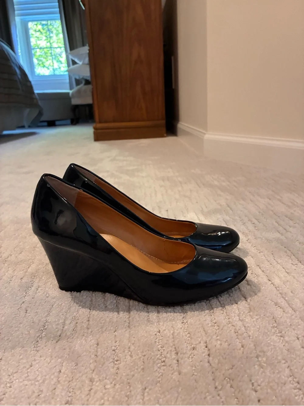 dressbarn Black Patent Wedge Pumps
